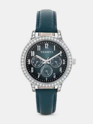 Tempo Silver Plated Turquoise Dial Turquoise Leather Watch 