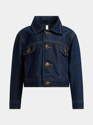 Exact Older Girl's Raw Wash Boxy Denim Jacket 