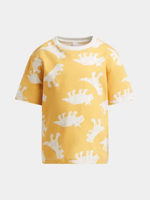 Exact Older Boy's Yellow & White Dino Print T-Shirt
