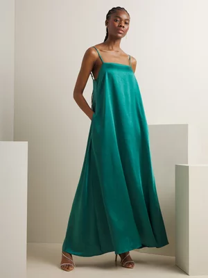 Women's Iconography Strappy Satin Trapeze Maxi Dress 