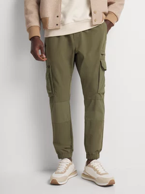 Markham Men's Styled Multi Fabric Olive Green Utility Pant