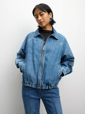 The FIX Women's Medium Wash Denim Bomber Jacket