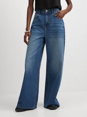 Exact Women's Mid Wash Wide-Leg Jeans 