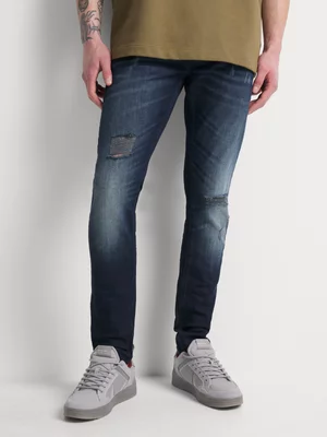 Union-DNM Men's Rip & Repair Blue Skinny Jeans