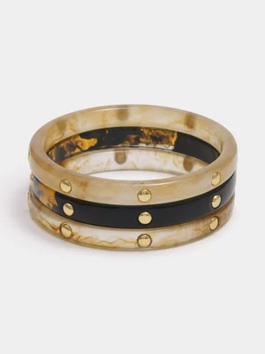 Chunky Resin Stone Effect Bracelet Set