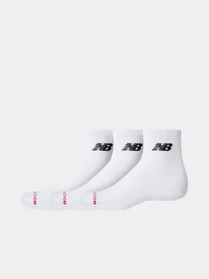 New Balance Everyday 3-Pack Quarter White Socks