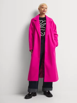 Women's Me&B Hot Pink Melton Coat 