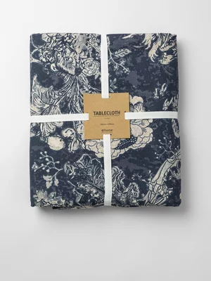 Chloe Floral Printed Tablecloth Navy 180x2300