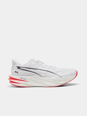 Puma Mens Deviate Pure NITRO  White/Ultra Red Running Shoes