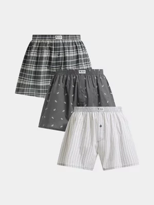 Relay Jeans Men's Paisley Check Woven Grey/Natural Boxer 