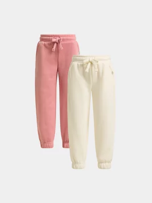 Jet Younger Girls Multi 2 Pack Cream & Pale Mauve Jogger