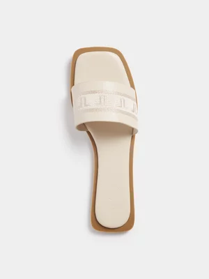 FF Embroidery Slip On Sandals
