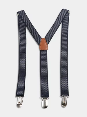 Markham Men's Spotted Navy Suspenders