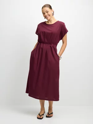 Jet Women's Burgunday Elasticated Midi Dress