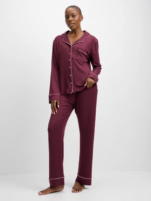 Jet Women’s Amaranth Piping Pyjama Set