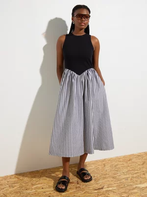 Women's Canvas Fabric Combo Vest Dress