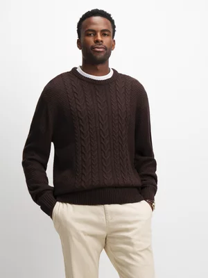 Exact Men's Brown Cable Knit Jersey 