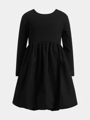 Exact Older Girl's Black Rib Combo Bubble Dress