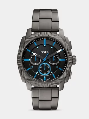 Fossil Machine Gunmetal Plated Stainless Steel Chronograph Bracelet Watch