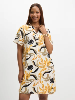 Exact Women's Black & Mustard Floral Tunic Dress