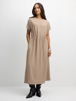 Exact Women's Beige Cinched Waist Dress 