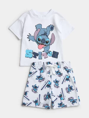 Jet Toddler Boy Stitch White Tshirt And Short Set