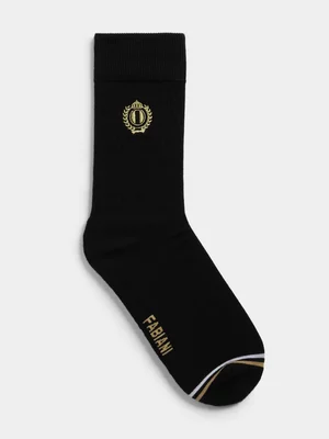 Fabiani Men's Black/Gold Shaft Socks