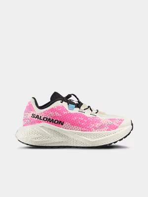 Salomon Womens Aero Glide 4 GRVL Vanilla Ice/Knockout Pink Trail Running Shoes 