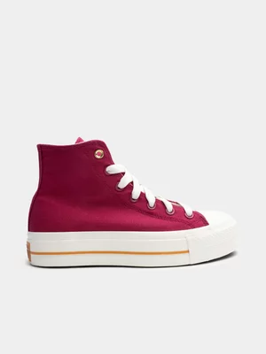 Converse Womens Chuck Taylor All Star Move Platform Clour Pop Burgundy/White Sneakers