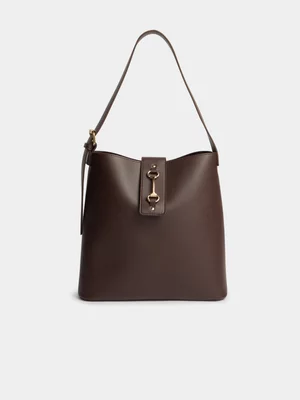 Jet Women’s Tan Bucket Bag With Stud Metal Trim