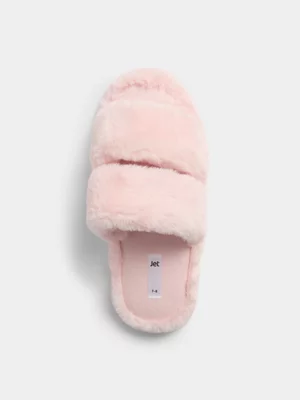 Jet Women’s Blush Fur Double Vamp Opentoe Slippers