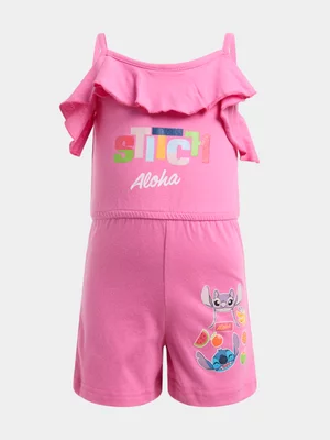 Jet Younger Girls Stitch Pink Playsuit