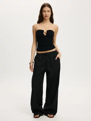 Women's Cotton On Black Metal Trim Knit Bandeau Top