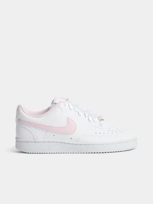 Nike Womens Court Vision Next Nature White/Pink Sneakers