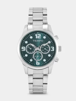 Tempo Silver Plated Green Dial Bracelet Watch