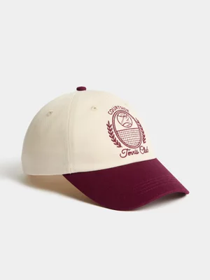 Relay Jeans Men's Two-tone 6 Panel Ecru/Burg Dad Cap