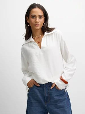 Exact Women's White Collar Blouse 
