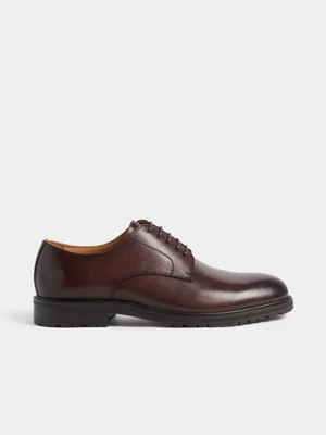 Fabiani Men's Brown Leather Classic Cleated Derby Shoes