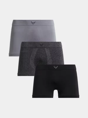 Exact Men's Black & Grey 3-Pack Seamless Trunks