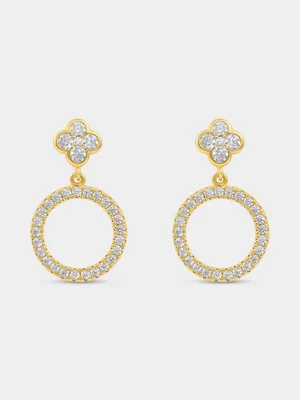 Yellow Gold Vermeil Cubic Zirconia Circle Drop Earrings
