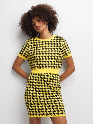 The FIX Women's Yellow & Black Co-Ord Crop Top