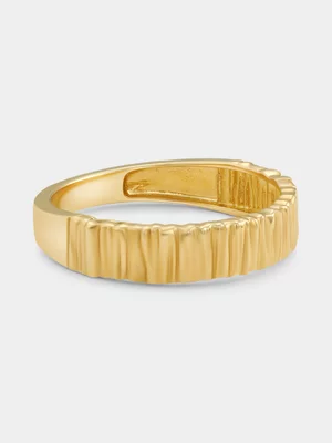 Yellow Gold Bark Texture Duet Ring 