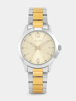 Tempo Gold Plated Champagne Dial Two-Tone Bracelet Watch