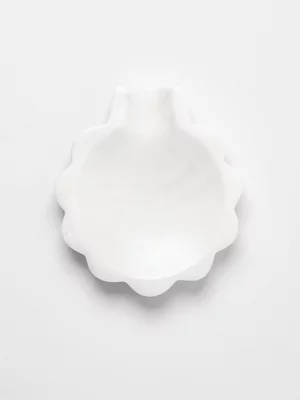 @home White Marble Scalloped Spoonrest