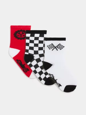 Exact Boy's Red & White 3-Pack Socks