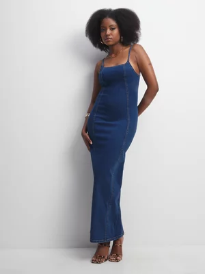 The FIX Women's Dark Wash Strappy Denim Dress