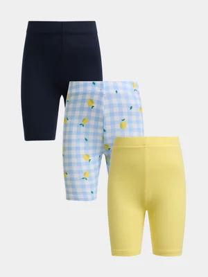 Jet Younger Girls Blue Yellow Lemons Cycle Shorts