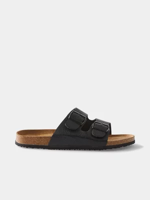 Men's Cotton On Black Double Buckle Sandals