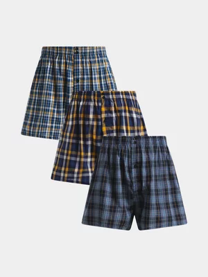 Jet Men's Multicolour 3 Pack Boxer Shorts