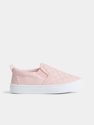 Jet Younger Girls Pink Quilted Slip On Sneakers